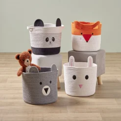 Panière ourson gris Ø30x24cm