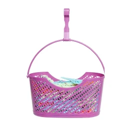 Panière ovale rose avec pinces à linge multicolores x110
