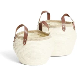 Panière petit modèle avec poignées jute beige Ø22xH20cm
