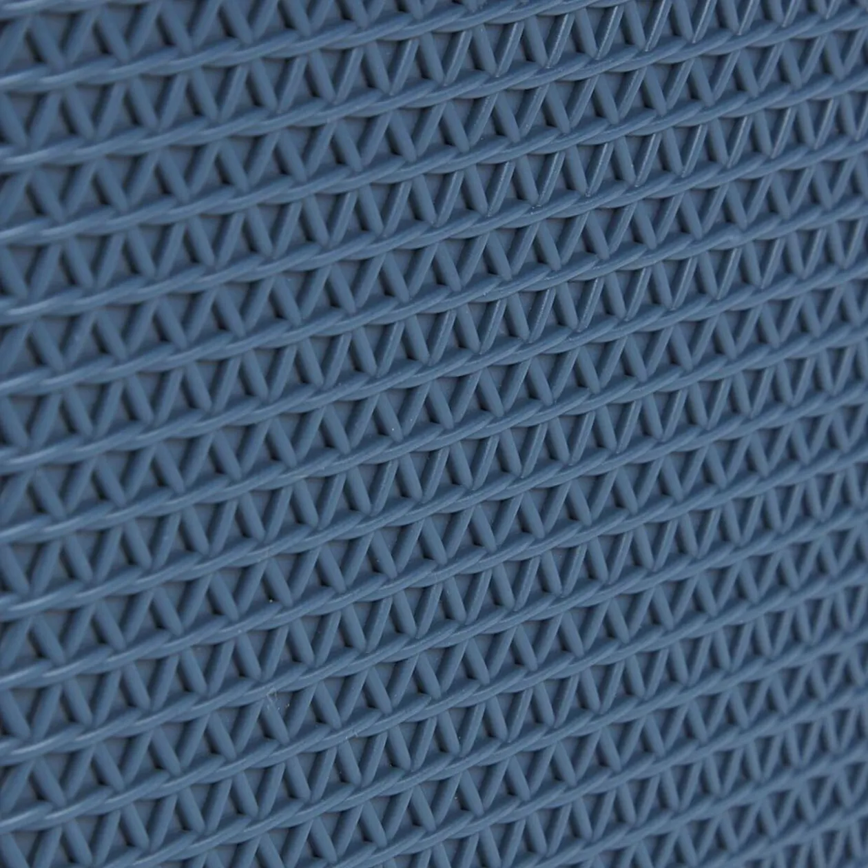 Panière plastique bleu foncé effet tressé anses noires