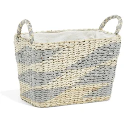 Panière rectangulaire en jacinthe d'eau gris naturel taille S
