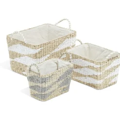 Panière rectangulaire en jacinthe d'eau gris naturel taille S