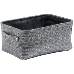 Panière rectangulaire gris effet pailleté x2