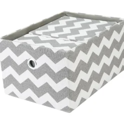 Panière rectangulaire imprimé zig zap gris blanc x3