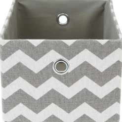 Panière rectangulaire imprimé zig zap gris blanc x3