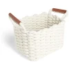 Panière rectangulaire tricot coton blanc 28x17xH23cm
