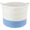 Panière ronde bicolore en coton bleu et blanc Ø30xH.25 cm