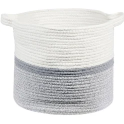 Panière ronde blanche et grise Ø35xH30 cm - HIRO