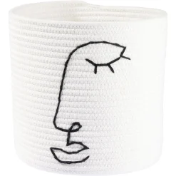 Panière ronde coton motif visage