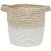 Panière ronde en coton tissé blanc naturel H28 cm