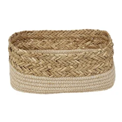 Panière ronde en Jacinthe d'eau et Coton tressé 30x19xH12 cm