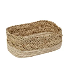 Panière ronde en Jacinthe d'eau et Coton tressé 27x16xH10 cm