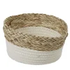Panière ronde en jonc de mer blanc naturel grand modèle