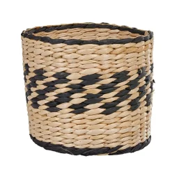 Panière ronde en osier tressé bicolore noir naturel x2