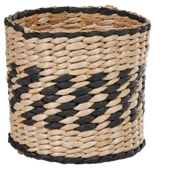Panière ronde en osier tressé bicolore noir naturel x2