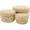 Panière ronde jonc tressé naturel x3