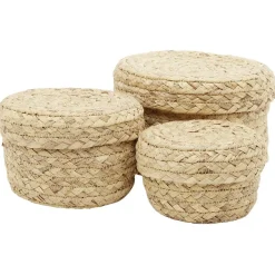 Panière ronde jonc tressé naturel x3