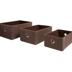 Panière x3 en polyester marron