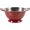 Passoire ronde rouge et grise inox