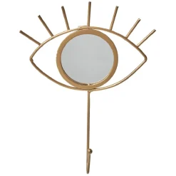 Patère 1 crochet déco forme oeil miroir effet laiton or