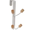 Patère de porte 4 crochets en métal et bois
