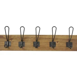 Patère en bambou 5 crochets métal noir L48cm