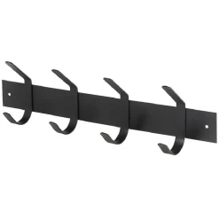 Patère en métal noir 4 crochets L40cm