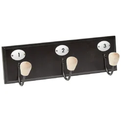 Patère murale 3 crochets métal et mdf