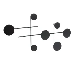 Patère murale 7 crochets ronds en métal noir