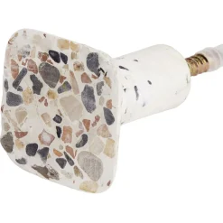 Patère murale carrée motif terrazzo polyrésine 4,3x4,3cm