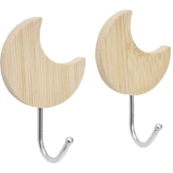 Patère murale forme lune bambou et métal 7xH4,5cm x2