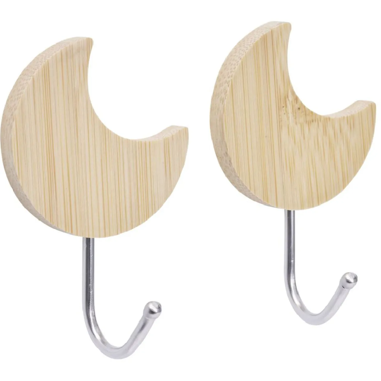 Patère murale forme lune bambou et métal 7xH4,5cm x2