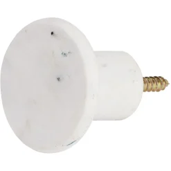 Patère murale ronde imitation marbre blanc polyrésine Ø5cm