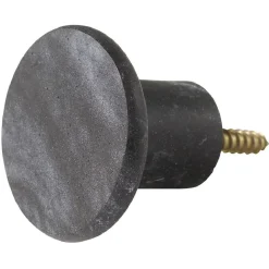 Patère murale ronde imitation marbre noir polyrésine Ø5cm