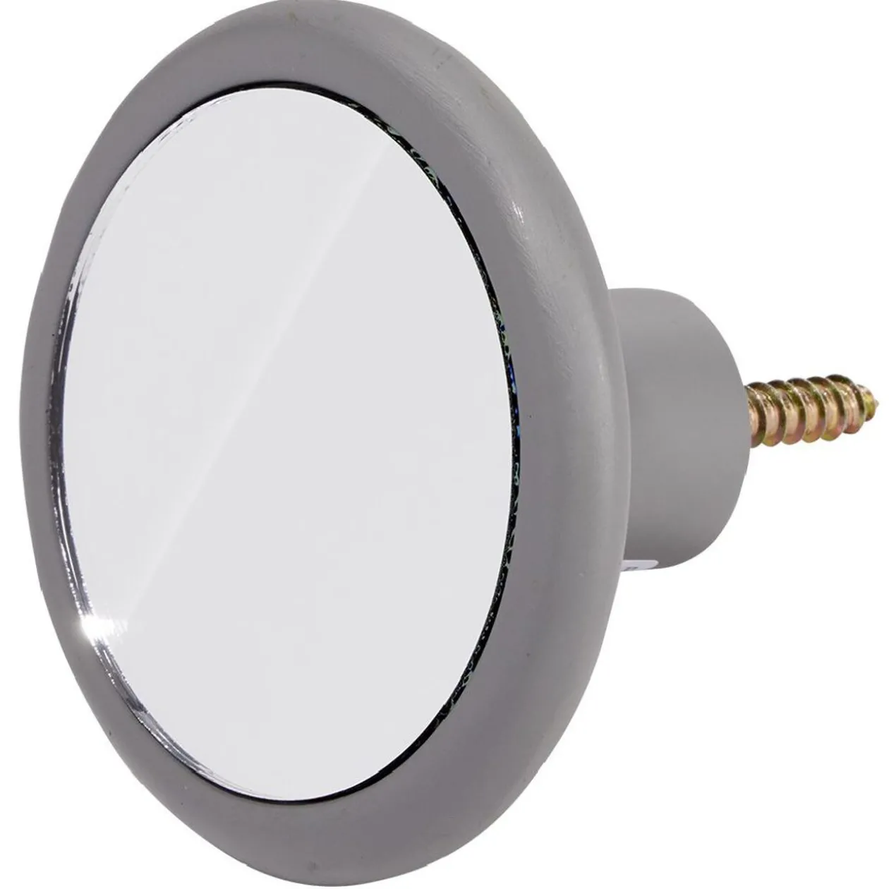 Patère murale ronde miroir contour gris Ø8cm