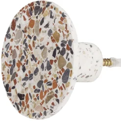 Patère murale ronde motif terrazzo polyrésine Ø8cm