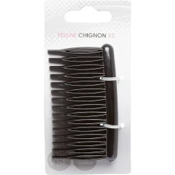 Peigne de côté pour chignon noir x2