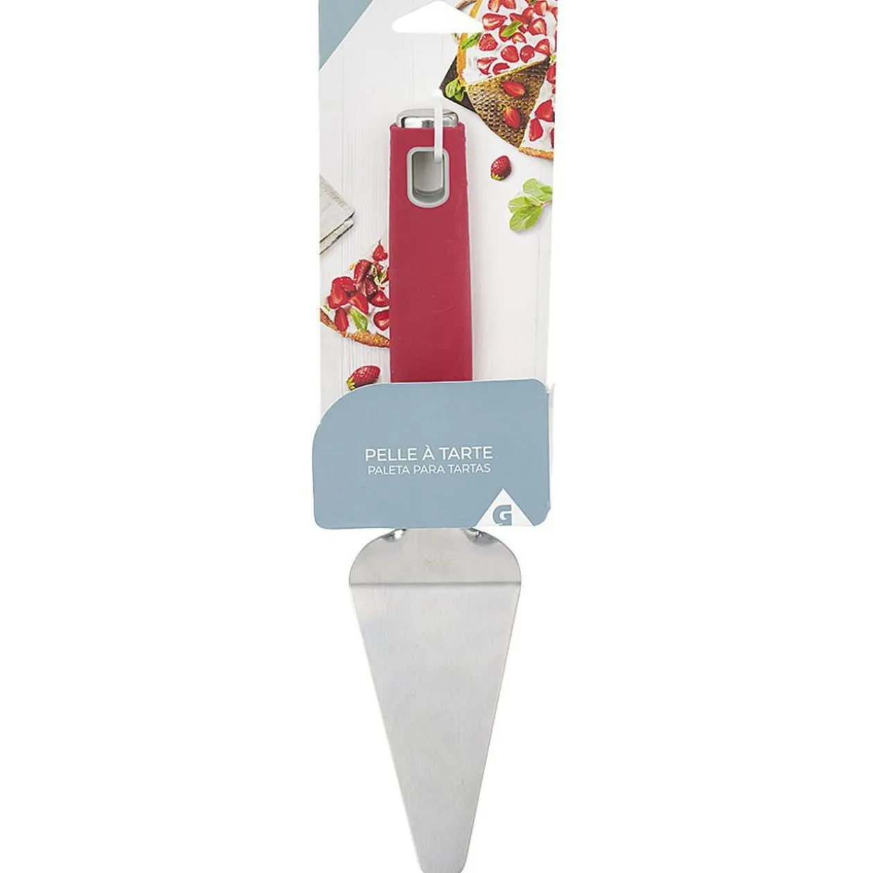 Pelle à tarte inox manche polypropylène rouge
