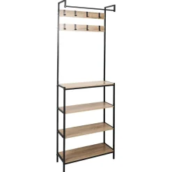 Penderie 8 patères et 4 étagères 68x23x180cm