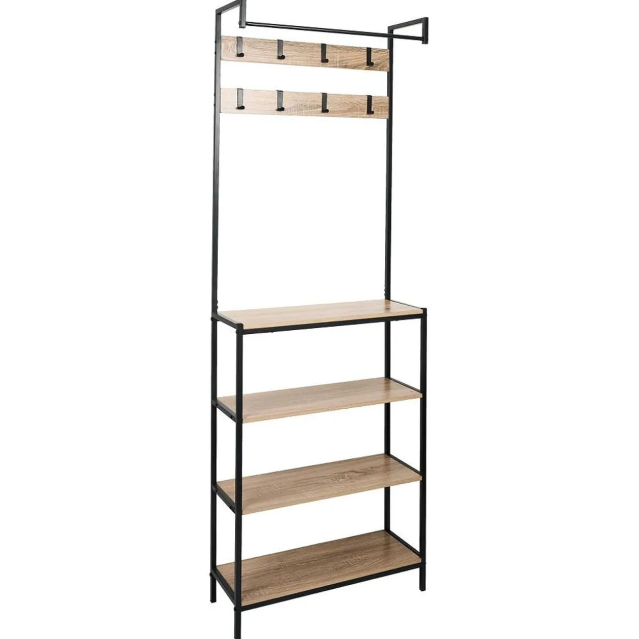 Penderie 8 patères et 4 étagères 68x23x180cm