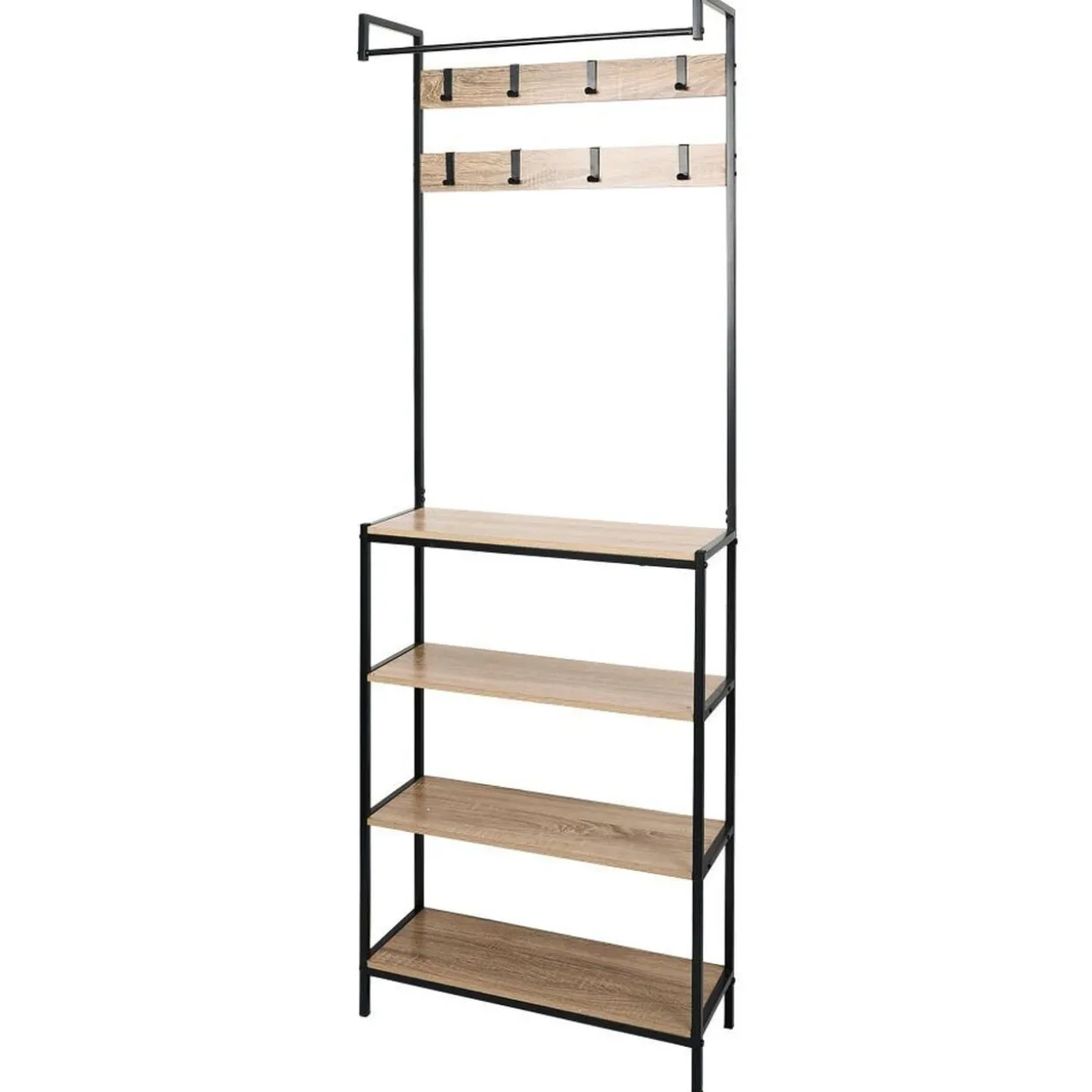 Penderie 8 patères et 4 étagères 68x23x180cm