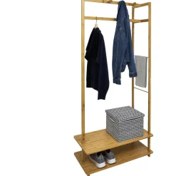 Penderie avec 2 étagères bambou marron
