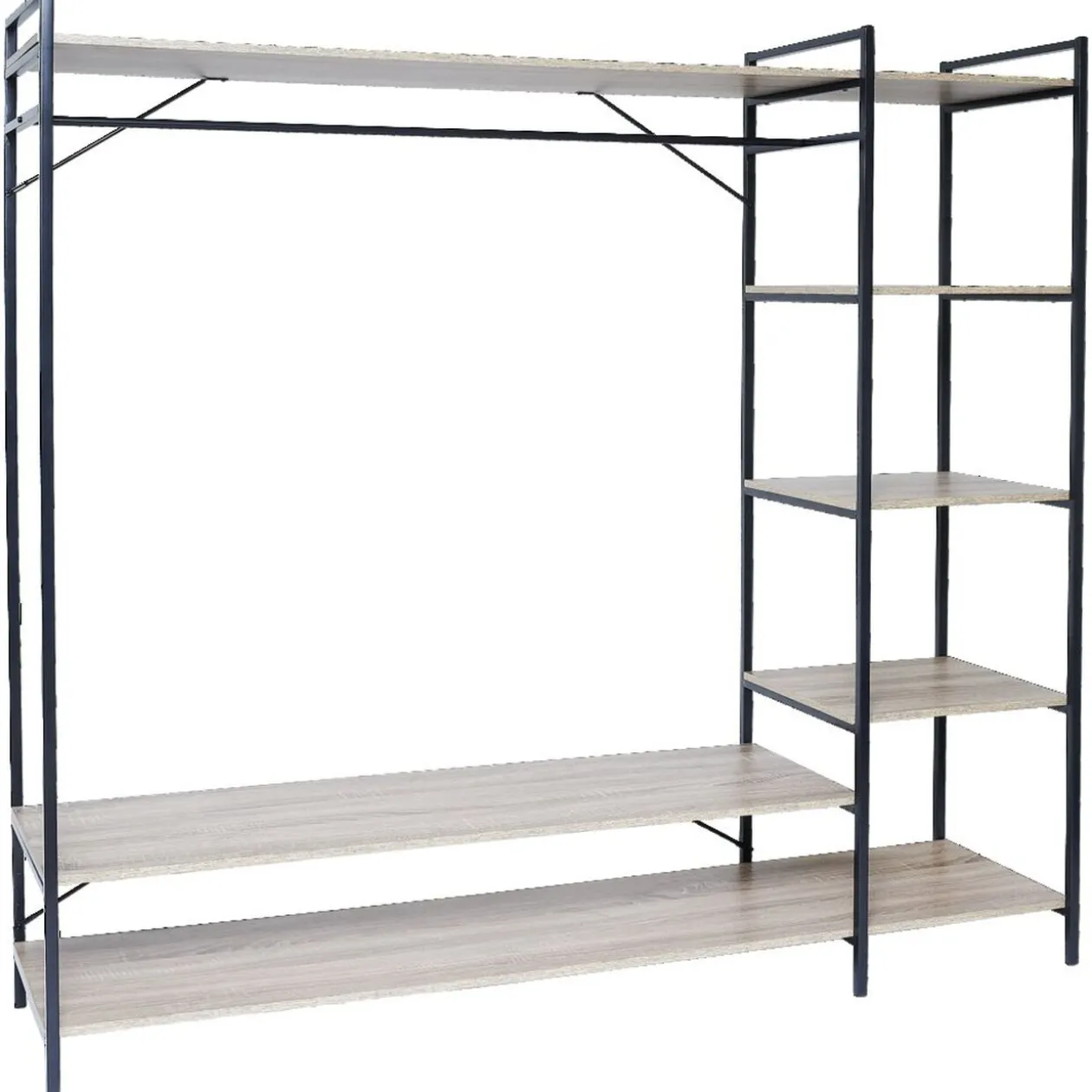 Penderie bois XXL 6 étagères 160x40xH180cm