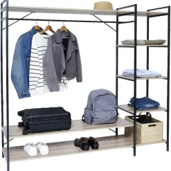 Penderie bois XXL 6 étagères 160x40xH180cm