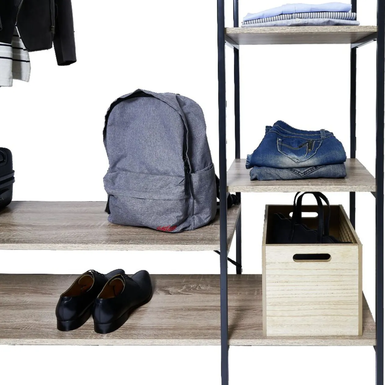 Penderie bois XXL 6 étagères 160x40xH180cm