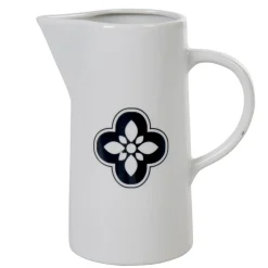 Pichet blanc avec motif fleur gris Dolce Vita