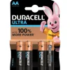 Pile alacaline Duracell Ultra AA 1,5 Volts LR06 - Lot de 4