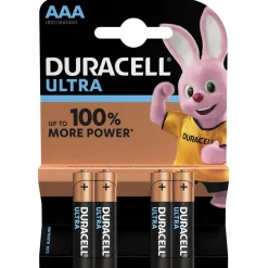 Pile alacaline Duracell Ultra AAA 1,5 Volts LR03 - Lot de 4