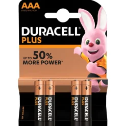 Pile Duracell Plus alcaline AAA 1,5 Volts LR03 - Lot de 4