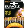 Pile Duracell Plus alcaline AAA 1,5 Volts, LR03 - Lot de 8